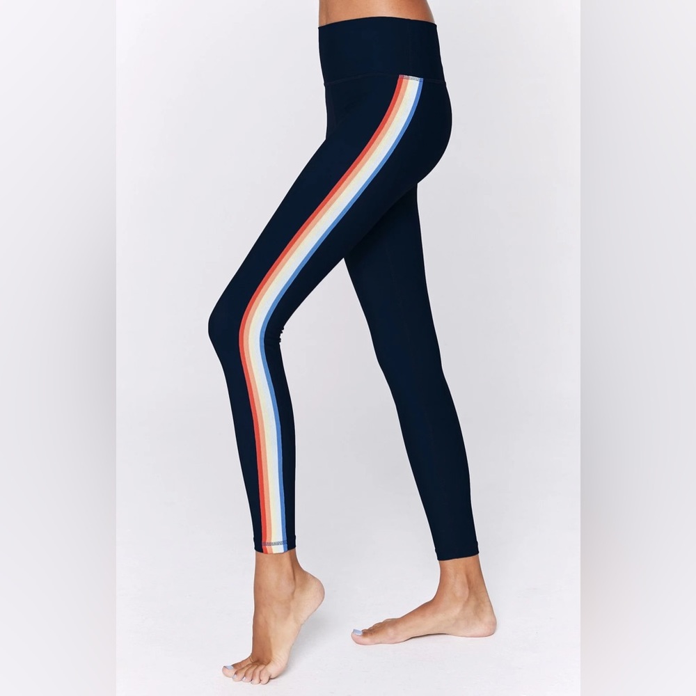 Spiritual Gangster Rainbow Stripe Compressive High Waist 7/8 Legging